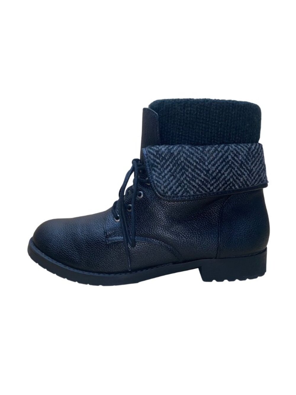 Torrid Women’s Black Faux Leather Side Zipper Fold-Over Ankle Boots Size 12W - Picture 4 of 10